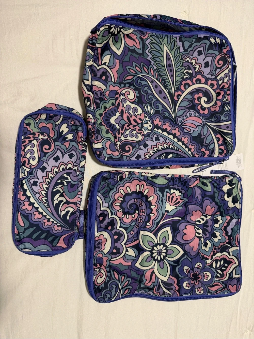 Vera Bradley Purple Paisley Cosmetic Case with Pink & Blue Accents